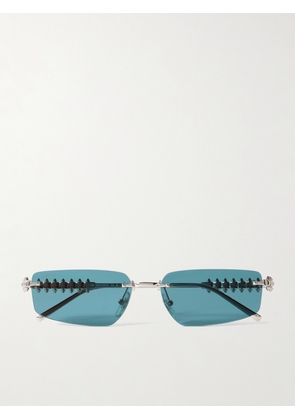 Cartier Eyewear - Clash De Cartier Rimless Rectangle-frame Silver-tone Sunglasses - One size