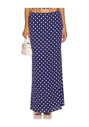MORE TO COME Annie Maxi Skirt in Navy. Size L. Also in XS, XXS, S, M, XL.