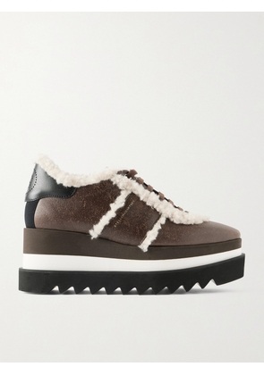 Stella McCartney - Sneak-elyes Fleece-trimmed Brushed Sneakers - Brown - IT35,IT36,IT37,IT38,IT39,IT40,IT41
