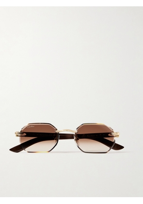 Cartier Eyewear - Octagon-frame Gold-tone And Wood Sunglasses - One size