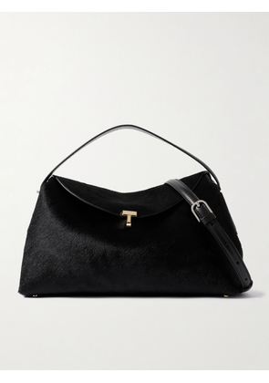 TOTEME - T-lock Leather-trimmed Pony Hair Shoulder Bag - Black - One size