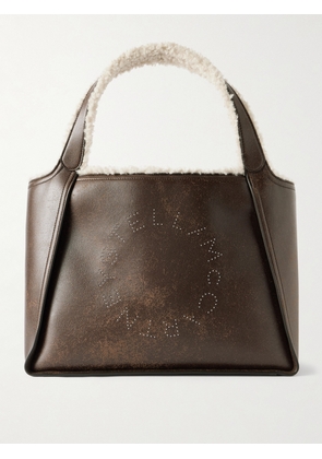 Stella McCartney - Embroidered Fleece-trimmed Vegetarian Tote - Brown - One size