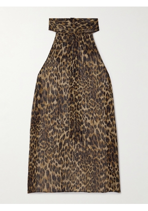 Nili Lotan - Alla Tie-neck Leopard-print Metallic Silk-crepon Halterneck Top - Animal print - US0,US2,US4,US6,US8,US10,US12