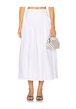 LPA Brigette Midi Skirt in White. Size L. Also in XS, XXS, S, M.