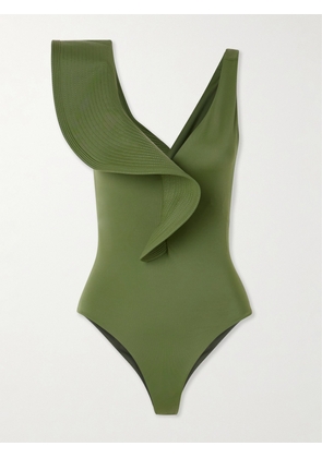 Johanna Ortiz - Boleros Ruffled Recycled Swimsuit - Green - x small,small,medium,large,x large