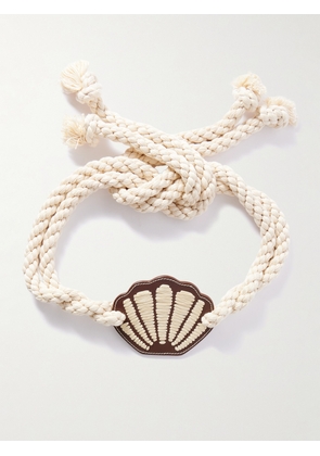 Johanna Ortiz - Movimiento Marítimo Leather-trimmed Cord Waist Belt - Ecru - small,medium,large