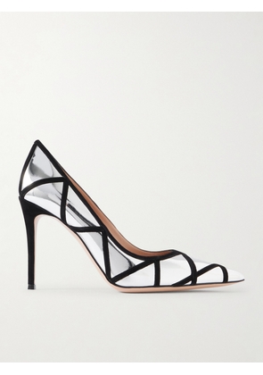 Gianvito Rossi - 95 Suede-trimmed Mirrored-leather Pumps - Silver - IT36,IT36.5,IT37,IT37.5,IT38,IT38.5,IT39,IT39.5,IT40,IT40.5,IT41,IT41.5,IT42
