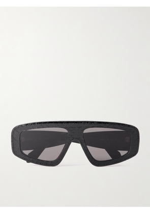 Alaïa - Mask D-frame Snake-effect Leather And Acetate Sunglasses - Black - One size