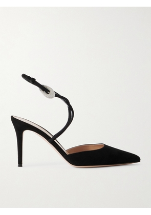 Gianvito Rossi - Jungle Mamba 85 Crystal-embellished Suede Pumps - Black - IT36,IT36.5,IT37,IT37.5,IT38,IT38.5,IT39,IT39.5,IT40,IT40.5,IT41,IT41.5,IT42
