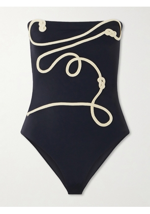 Johanna Ortiz - Appliquéd Strapless Swimsuit - Black - x small,small,medium,large,x large