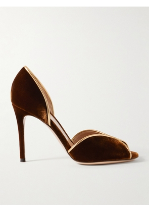 Gianvito Rossi - 95 Metallic Leather-trimmed Velvet Pumps - Brown - IT36,IT36.5,IT37,IT37.5,IT38,IT38.5,IT39,IT39.5,IT40,IT40.5,IT41,IT41.5,IT42