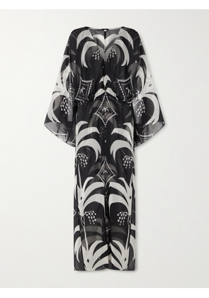 Johanna Ortiz - Printed Chiffon Maxi Dress - Black - US0,US2,US4,US6,US8,US10,US12