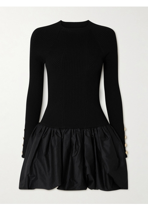 Aje - Moonlight Stretch-knit And Cotton-taffeta Mini Dress - Black - x small,small,medium,large,x large