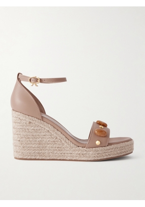 Gianvito Rossi - 70 Embellished Leather Espadrille Wedge Sandals - Neutrals - IT36,IT36.5,IT37,IT37.5,IT38,IT38.5,IT39,IT39.5,IT40,IT40.5,IT41,IT41.5,IT42