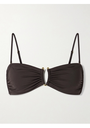 Nili Lotan - Embellished Ruched Bikini Top - Brown - x small,small,medium,large,x large