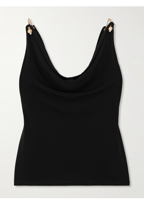 Aje - Peyton Draped Embellished Jersey Top - Black - x small,small,medium,large,x large