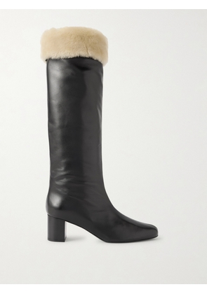 TOTEME - Downtown Shearling-trimmed Leather Knee Boots - Black - IT36,IT37,IT38,IT39,IT40,IT41,IT42