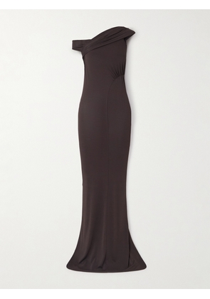 Rick Owens - Sahara Asymmetric Paneled Gathered Jersey Gown - Brown - IT38,IT40,IT42,IT44,IT46,IT48