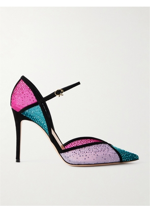 Gianvito Rossi - 95 Suede-trimmed Crystal-embellished Mesh Pumps - Multi - IT36,IT36.5,IT37,IT37.5,IT38,IT38.5,IT39,IT39.5,IT40,IT40.5,IT41,IT41.5,IT42