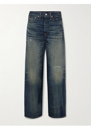 RRL - Distressed High-rise Wide-leg Jeans - Blue - 25,26,27,28,29,30,31