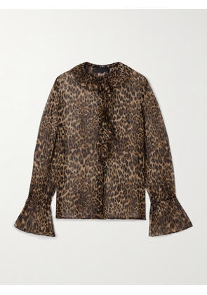 Nili Lotan - Cecily Ruffled Leopard-print Metallic Silk-blend Crepon Blouse - Animal print - x small,small,medium,large,x large