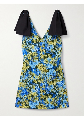 Kika Vargas - Frances Bow-embellished Floral-print Twill Mini Dress - Multi - US0,US2,US4,US6,US8,US10,US12