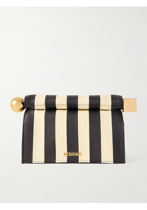Jacquemus - Rond Carré Leather-trimmed Striped Woven Clutch - Black - One size