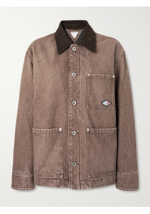 Bottega Veneta - Appliquéd Suede-trimmed Denim Jacket - Brown - IT36,IT38