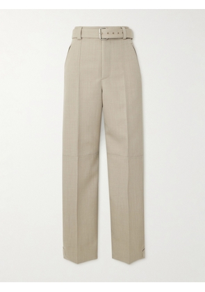 Bottega Veneta - Belted Paneled Wool-twill Tapered Pants - Neutrals - IT36,IT38,IT40