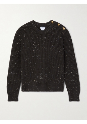 Bottega Veneta - Button-detailed Ribbed Wool-blend Sweater - Brown - x small,small,medium,large