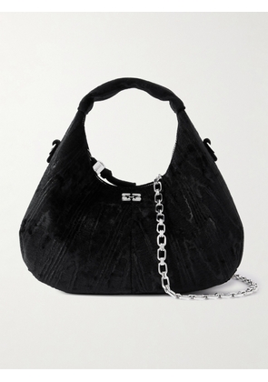 GANNI - Mini Velvet-moire Shoulder Bag - Black - One size