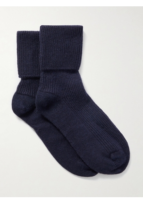 Johnstons of Elgin - Ribbed Cashmere Socks - Blue - One size