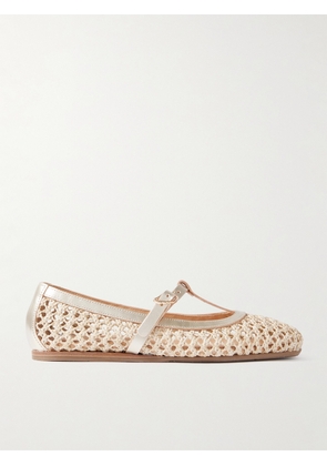 Ancient Greek Sandals - Aerati Metallic Leather-trimmed Woven Raffia Ballet Flats - Cream - IT35,IT36,IT37,IT38,IT39,IT40,IT41