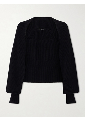 Balmain - Ribbed-knit Cardigan - Black - small,medium,large