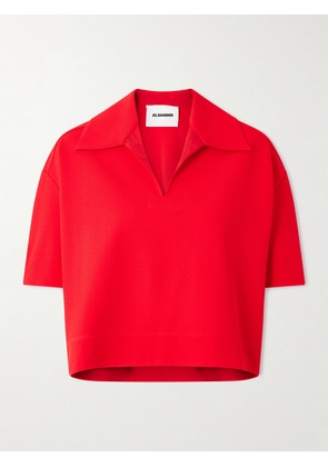 Jil Sander - Cropped Crepe Polo Shirt - Red - FR 34,FR 36,FR 38,FR 40,FR 42,FR 44