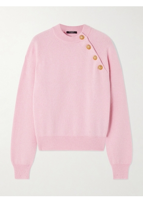Balmain - Button-embellished Cashmere And Wool-blend Sweater - Pink - FR 34,FR 36,FR 38,FR 40,FR 42
