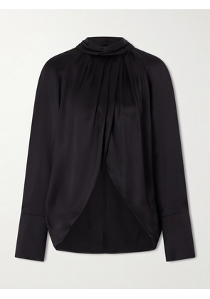 Balmain - Draped Silk-satin Blouse - Black - FR 34,FR 36,FR 38,FR 40,FR 42
