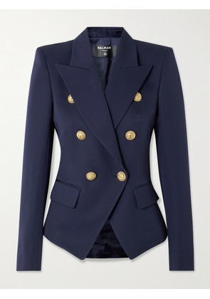 Balmain - Double-breasted Grain De Poudre Wool Blazer - Blue - FR 34,FR 36,FR 38,FR 40,FR 42,FR 44