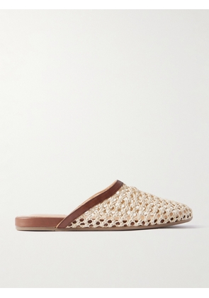 Ancient Greek Sandals - The Slipper Leather-trimmed Raffia Mules - Neutrals - IT35,IT36,IT37,IT38,IT39,IT40,IT41