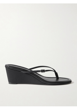 ST. AGNI - Petit Belt Recycled-satin Wedge Sandals - Black - IT35,IT36,IT37,IT38,IT39,IT40,IT41,IT42