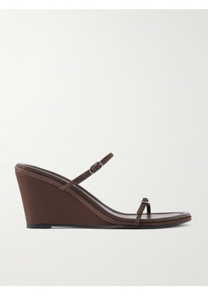 ST. AGNI - Petit Belt Recycled-satin Wedge Sandals - Brown - IT35,IT36,IT37,IT38,IT39,IT40,IT41,IT42
