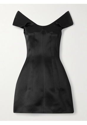 MCQUEEN - Off-the-shoulder Satin Mini Dress - Black - IT38,IT40,IT42,IT44