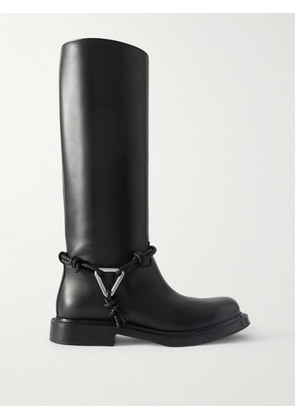 Bottega Veneta - James Intrecciato-trimmed Leather Knee Boots - Black - EU 37,EU 38,EU 39,EU 40