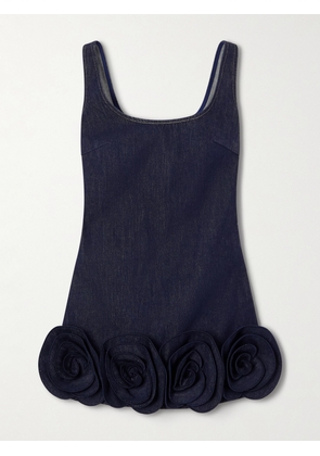 Self-Portrait - Appliquéd Denim Mini Dress - Blue - UK 4,UK 6,UK 8,UK 10,UK 12,UK 14,UK 16