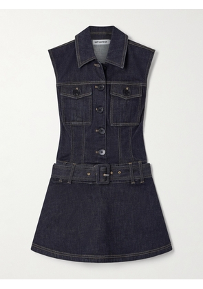 Self-Portrait - Belted Denim Mini Dress - Blue - UK 4,UK 6,UK 8,UK 10,UK 12,UK 14,UK 16