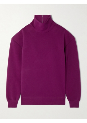 SAINT LAURENT - Cotton-jersey Turtleneck Sweatshirt - Purple - XS,S