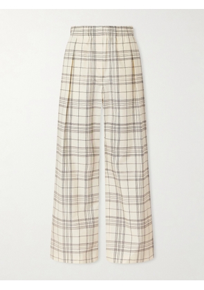 Jil Sander - Checked Cotton-poplin Wide-leg Pants - Cream - FR 34,FR 36,FR 38,FR 40,FR 42