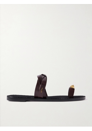 AMANU - The Lagos Embellished Woven Leather Sandals - Brown - US4,US5,US6,US7,US8,US9,US10,US11,US12