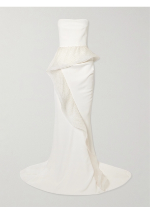Maticevski - Hopeton Strapless Bead-embellished Silk-trimmed Crepe Gown - White - UK 8,UK 10,UK 12,UK 14
