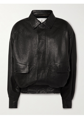 SAINT LAURENT - Textured-leather Bomber Jacket - Black - FR 34,FR 36,FR 38,FR 40